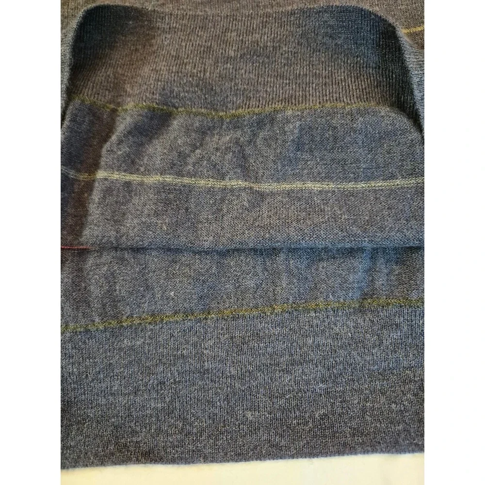 Banana Republic Mens Blue Striped 100% Merino Wool Crewneck Sweater Large